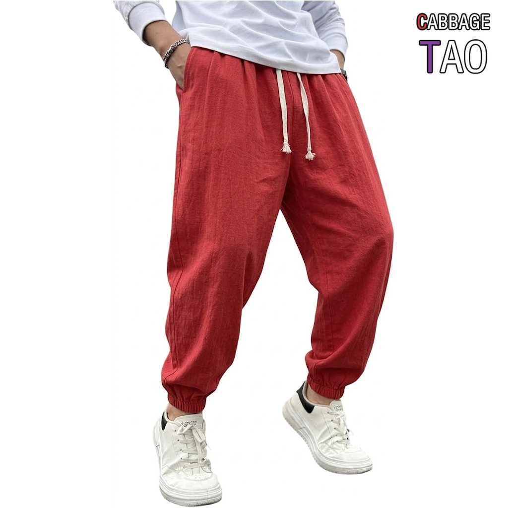 Men Shoes Joggers - سراويل رجالية فضفاضة من القطن والكتان