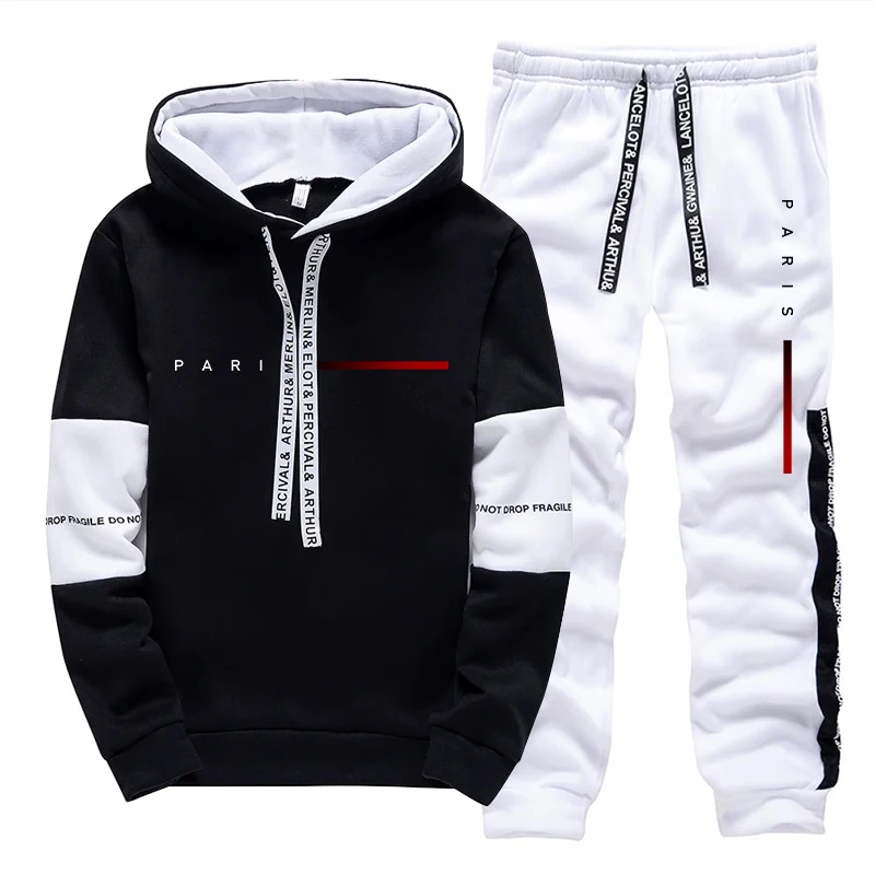 Men Shoes Joggers - طقم هودي رجالي بتصميم باريسي عصري،
