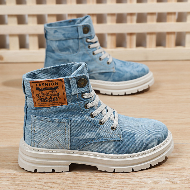 Men'S Shoes Grip - أحذية رياضية عالية الرقبة من الدنيم