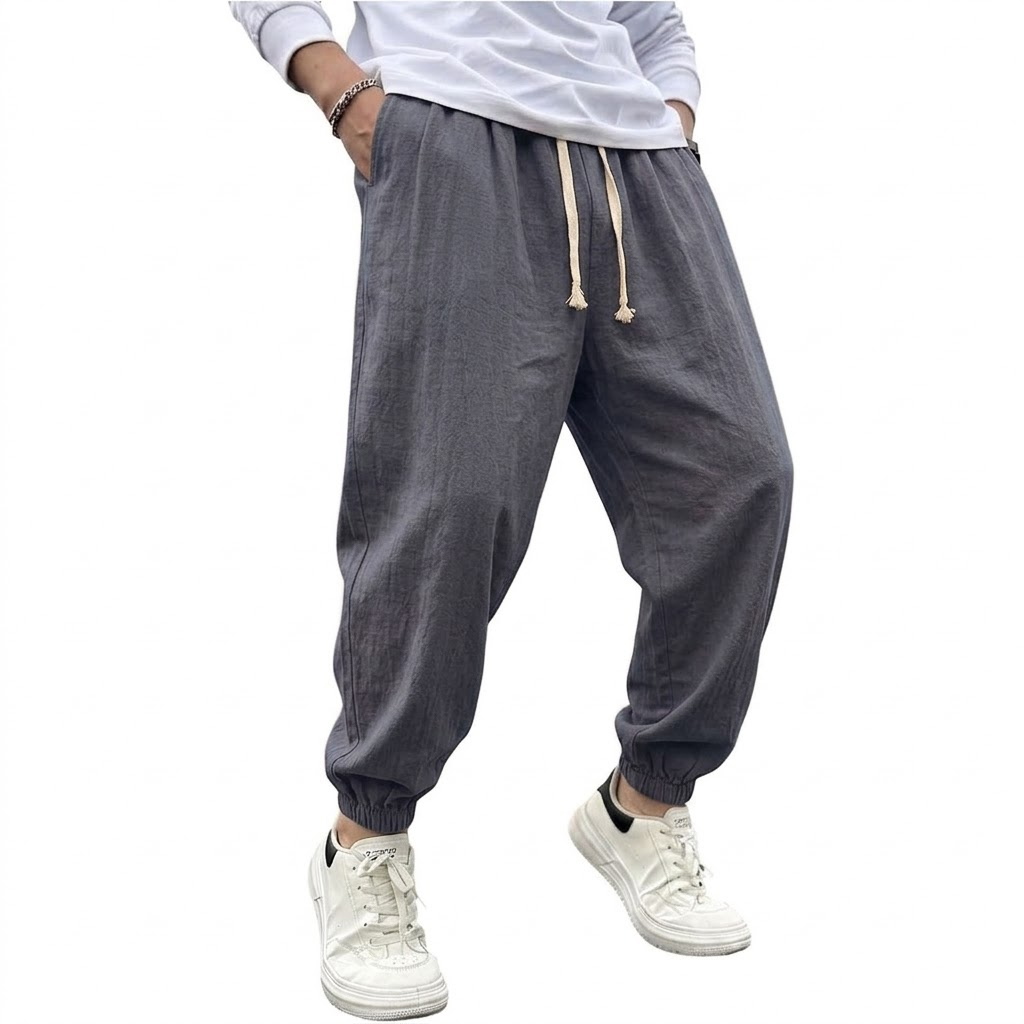 سراويل رجالية فضفاضة من القطن  - مراجعة Men Shoes Joggers وسعره