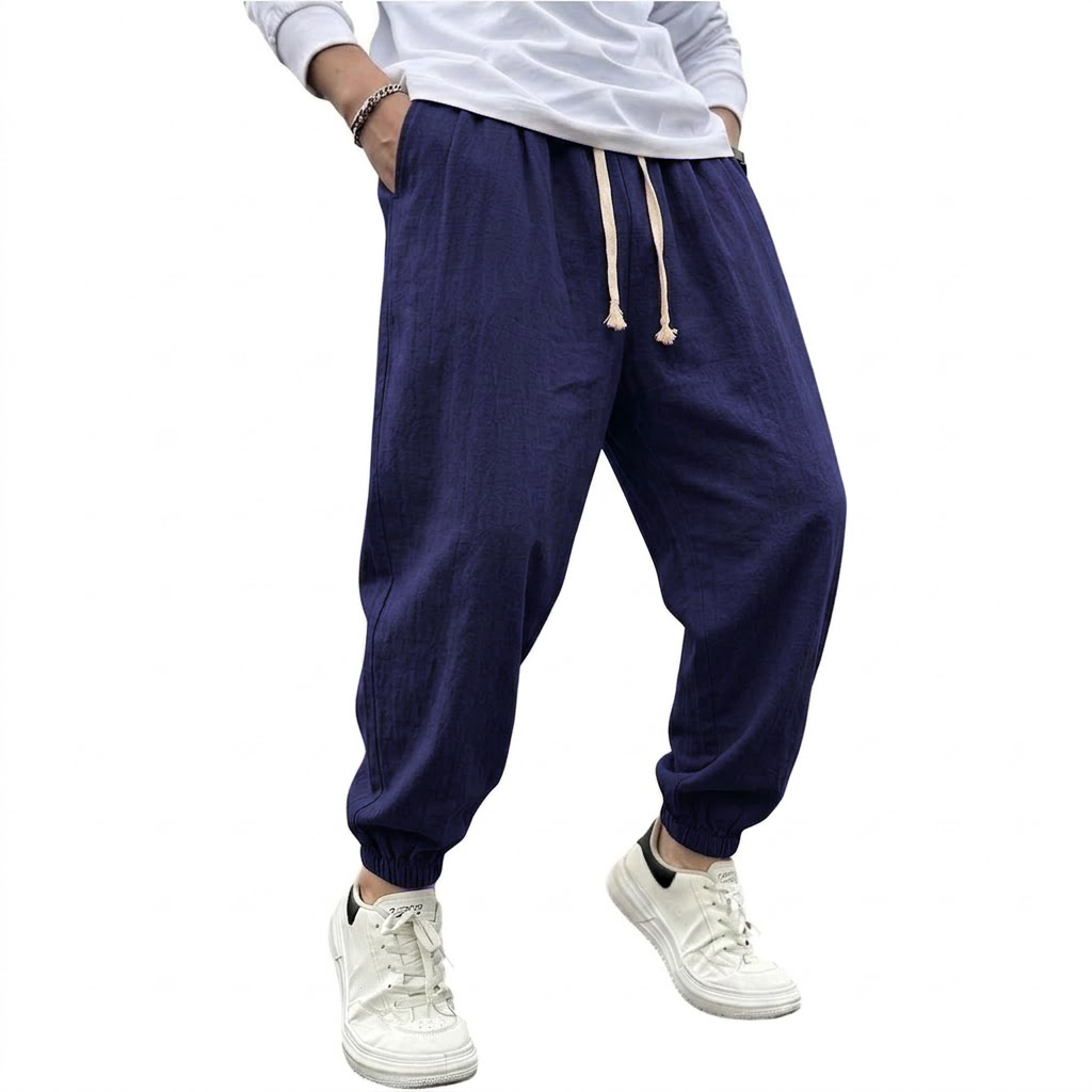 سراويل رجالية فضفاضة من القطن  - مراجعة Men Shoes Joggers وسعره