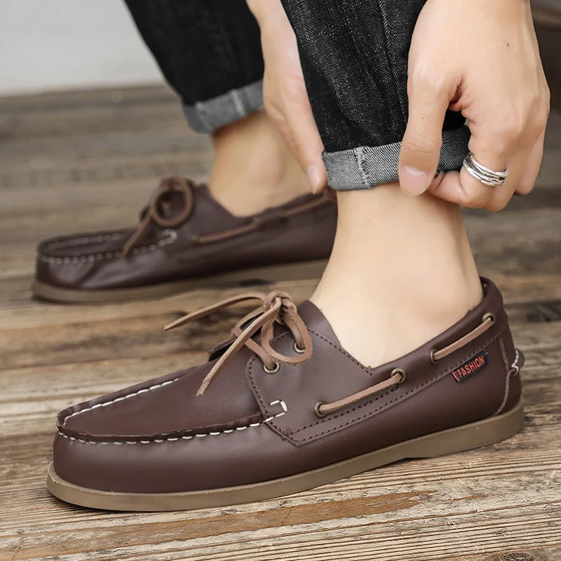 حقيقية أحذية جلدية بدون كعب فا - مراجعة Boat Shoe Leather وسعره